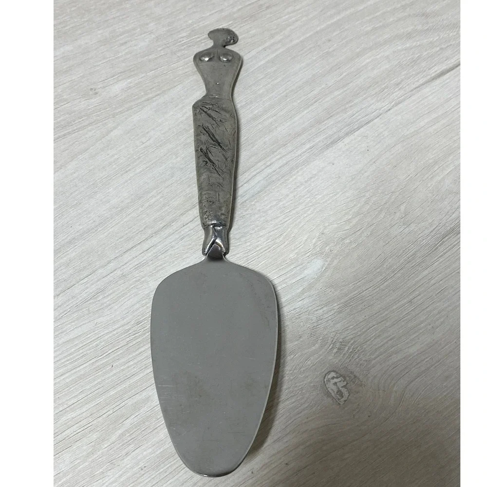 Carrol Boyes Stylized Woman Cake Server Pewter Handle Stainless Steel Pie Slicer